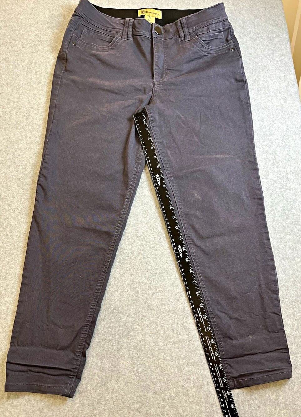 Democracy Womens Gray Skinny Pants Slim Fit Denim Stretch Pockets Mid Rise 12